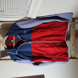 The North Face blue and red lightweight zip up fleece size L